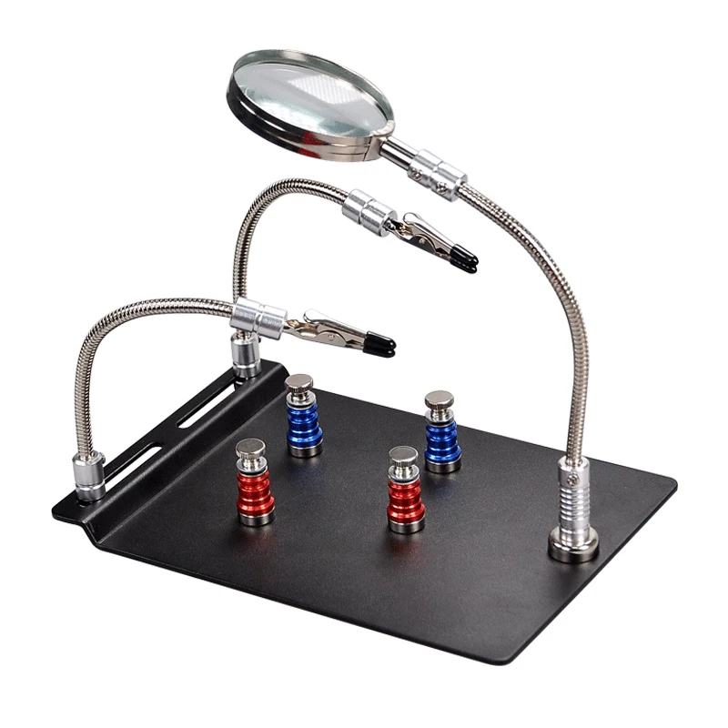 Placa Pcb Magnética Clipe Fixo Braços de Metal Flexíveis Ajudando as Mãos Estação Oficina de Soldagem Magnifier Desktop Solda