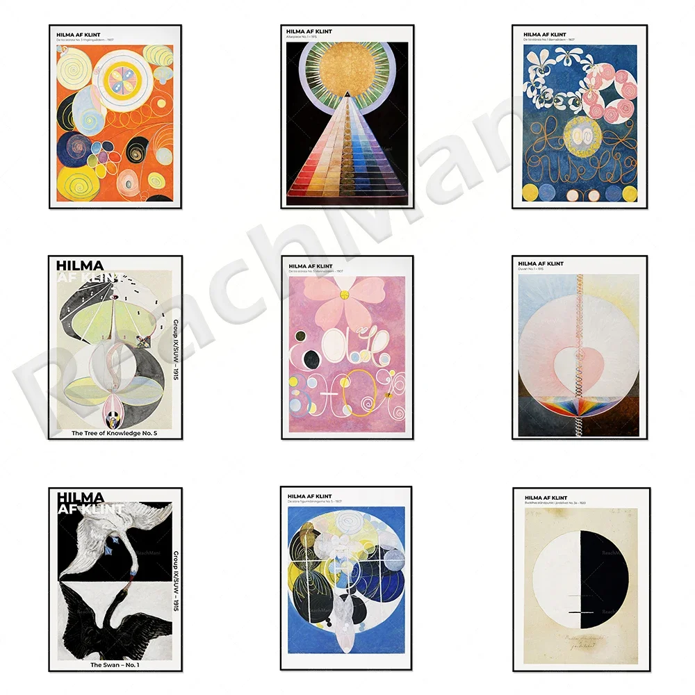 Hilma af Klint Art Print-Exhibition posters, geometric abstract graphic prints, mid-century abstract art retro museum posters