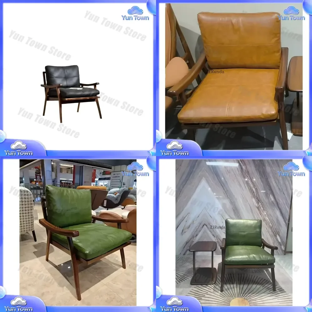 for Brown Solid Wood Frame Single Sofa Chair Modern Leisure Living Room Seat Sofa for Small Spaces Apartment Bedroom