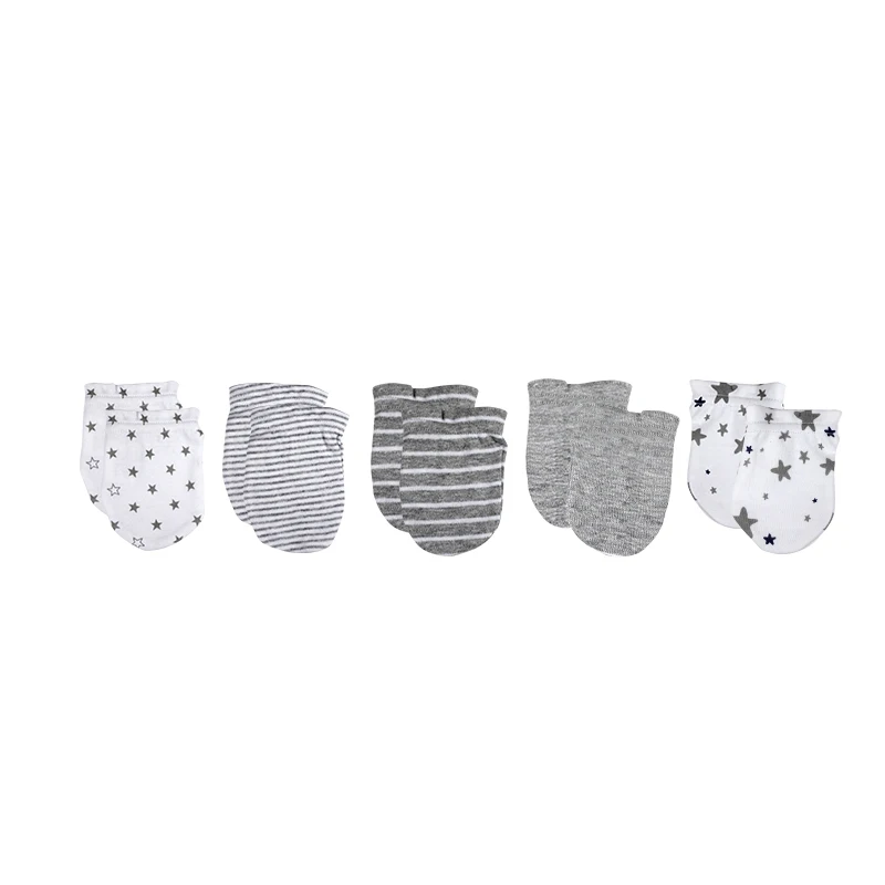 Kiddiezoom 5 Pcs/Lot Newborn Gloves 100%Cotton Cute Breathable Mittens Baby Accessories 0-6M