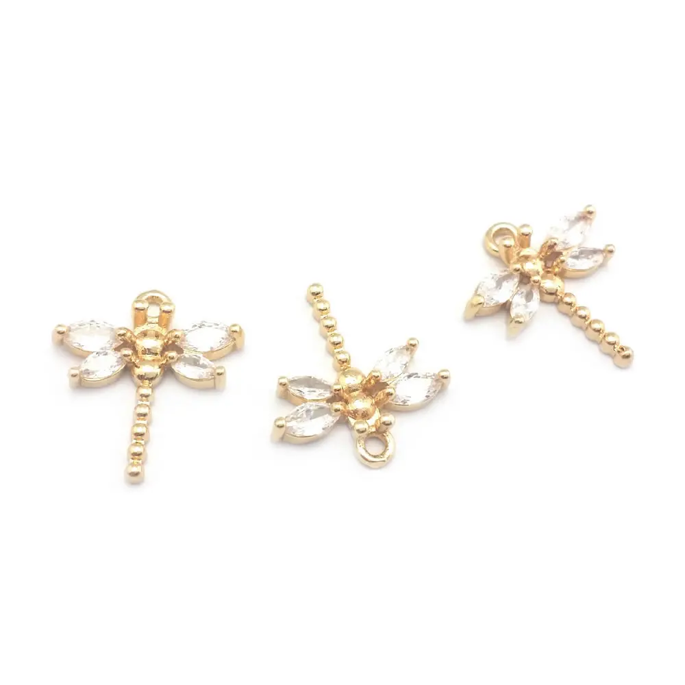 18K Gold Color Brass Dragonfly Charms Pendants High Quality Diy Jewelry Making Supplies Necklace Earrings Accessories for Women