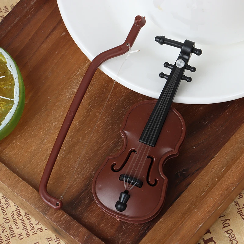 1 Set Mini Plastic Violin Dollhouse Decorative Crafts Music Instrument