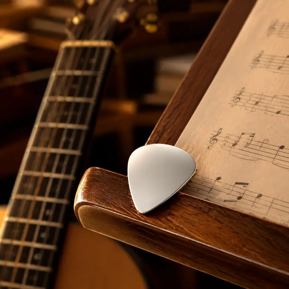 

20pcs Silver Stainless Steel Blank Guitar Plectrums Bulk Metal Picks DIY Craft Engraving Accessories YMY