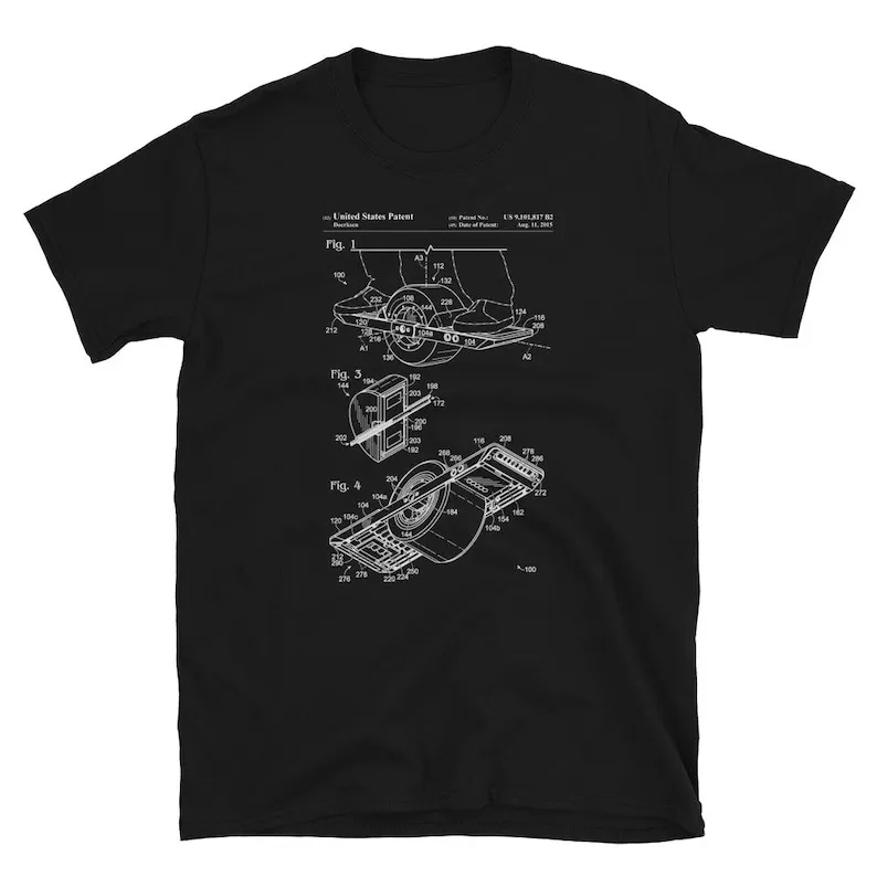 Engraçado onewheel camisa retro vintage patente desenho algodão camisetas de manga curta t camisa o-pescoço roupas verão