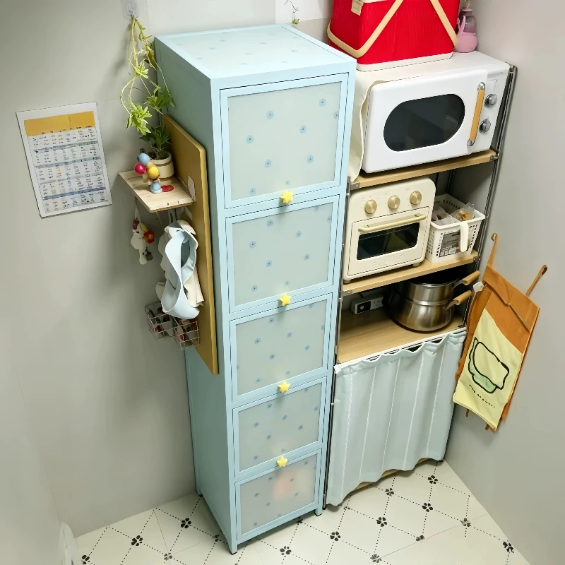 Blue tin cabinet, large capacity moisture-proof millet storage, hole board pain cabinet