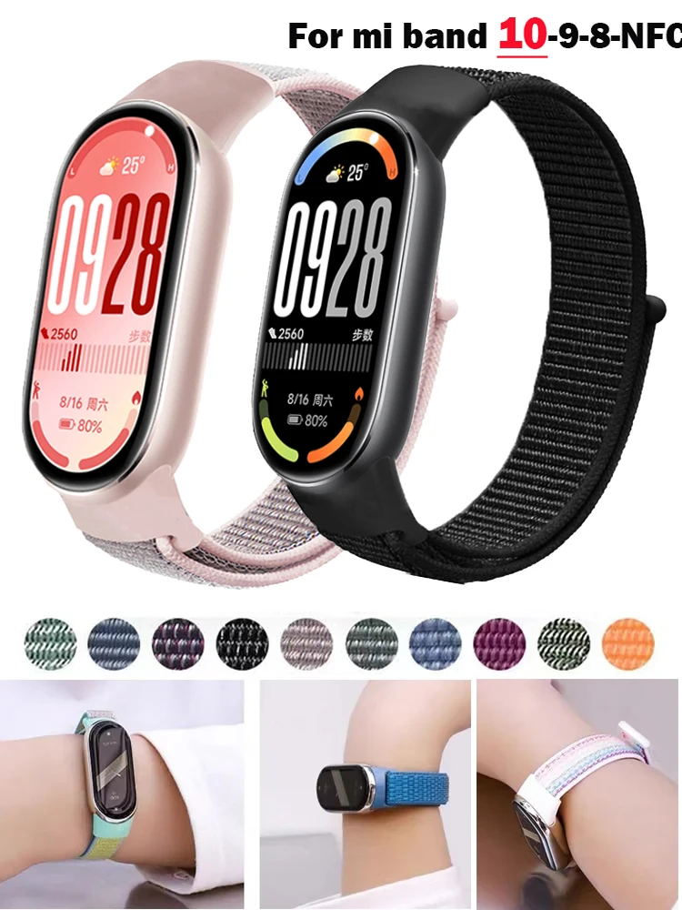 Boucle en Nylon pour Xiaomi mi bande 10 Bracelet smartwatch Sport miband10 montre respirante Bracelet de remplacement mi bande 9-8-NFC Correas