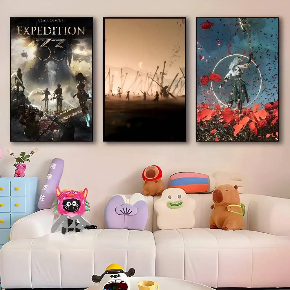 Game Clair O-Obscur E-Expedition 33 Poster HD Print Vintage Wall Art Decor for Home Study Room