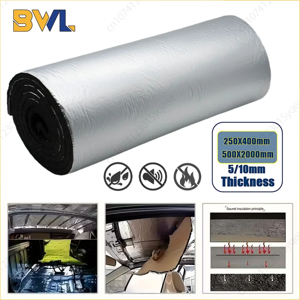 Car Sound Deadening Mat 5mm 10mm Heat Noise Insulation Pad 2000x500mm 250x400mm Hood Roof Door Wall Acoustic Foam Accessory