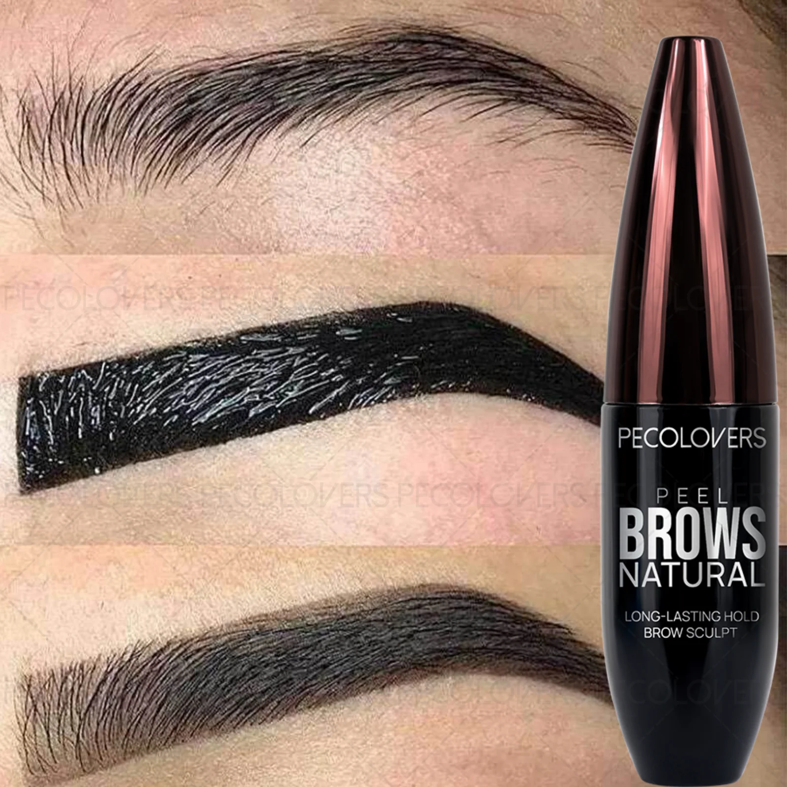 جل تلطيخ الحواجب قطعة واحدة - يدوم طويلاً، حواجب ثلاثية الأبعاد، أسود/بني، ملمس خفيف، سريع الجفاف، سهل التمزق، مناسب للمبتدئين #1