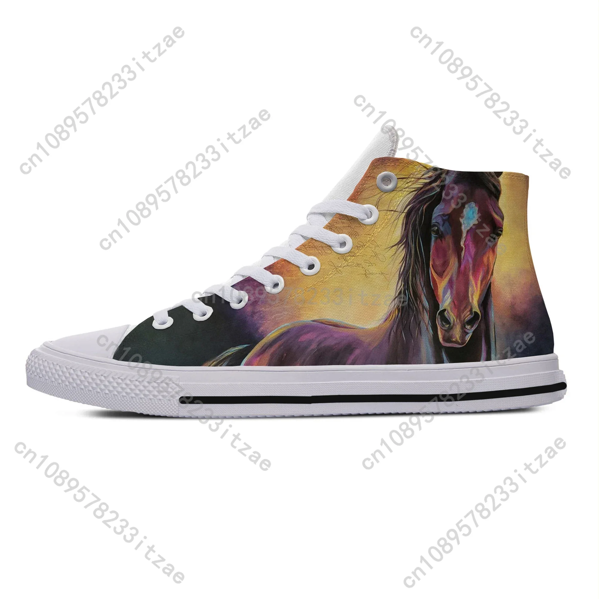 Animal Crazy Horse Art New Arrive Lightweight High Top Canvas Shoes Men Women Casual Breathable Sneakers Classic Board Shoes