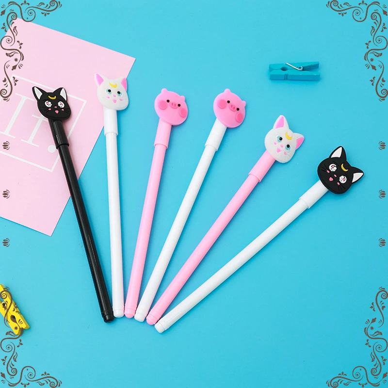 

Wholesale Cartoon Patch Cat Pig Gel Pen Creative Cute Fresh Stationery Fountain Pen Girl Heart Student Supplies