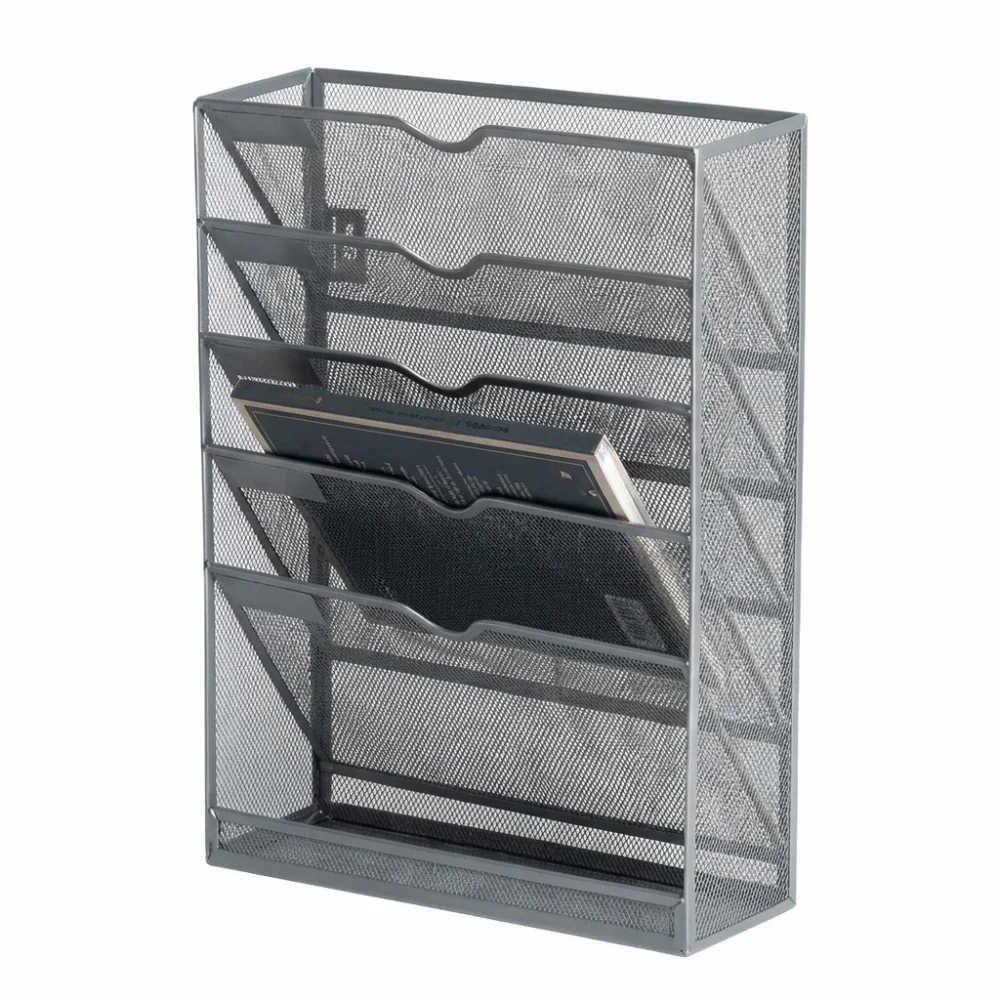 Wall Mounted Mail Paper Document Holder Large Capacity Multi-Layer Storage File Organizer 6 Layer Modern Magazine Rack