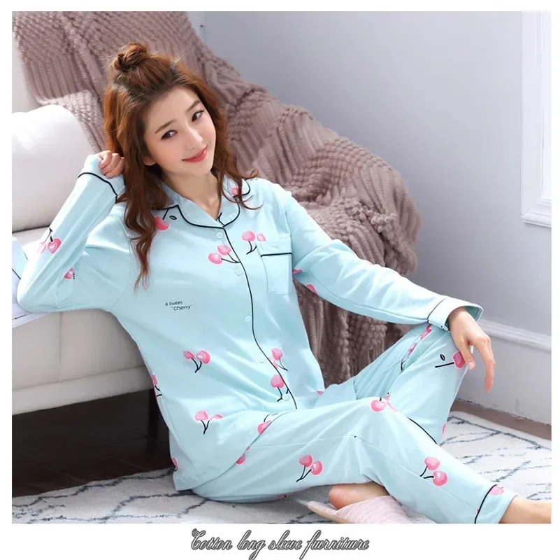 Four Seasons Damen-Pyjama-Set mit Revers-Oberteil und langer Hose, kariert, gestreift, bedruckt, 2-teiliges Set, Damen-Nachtwäsche, Homewear – Detail 10
