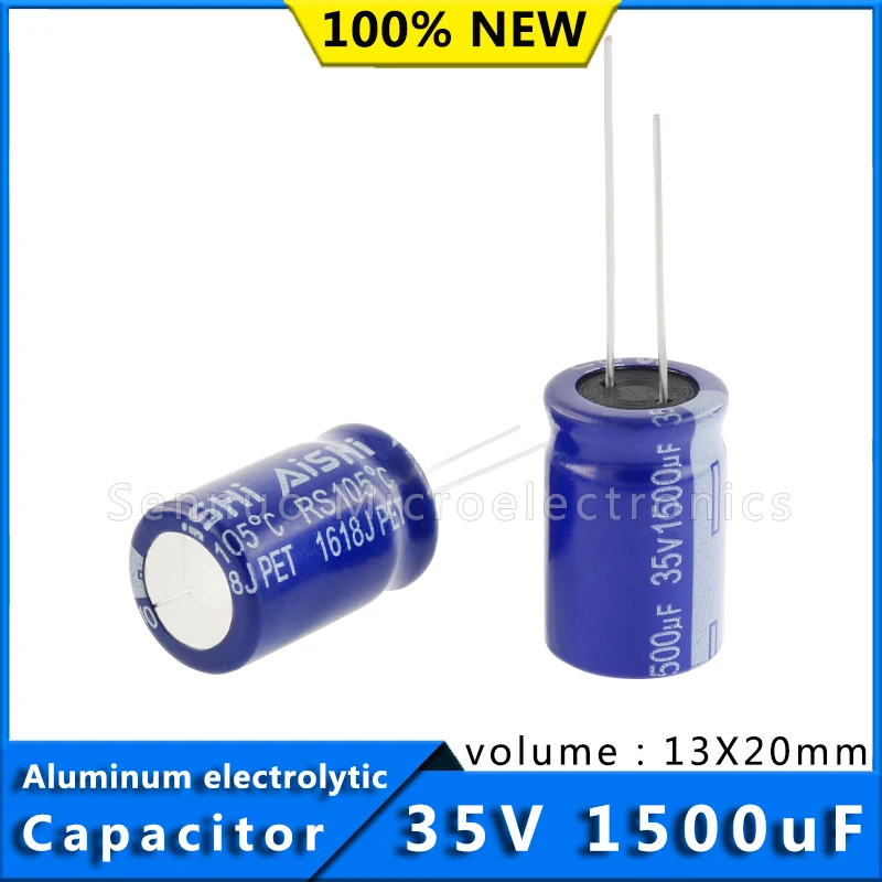 10Pcs 35V 1500UF 13*25 13x20mm Aluminum Electrolytic Capacitors 1500uf 35V High Frequency Low Resistance Electrolytic Capacitors