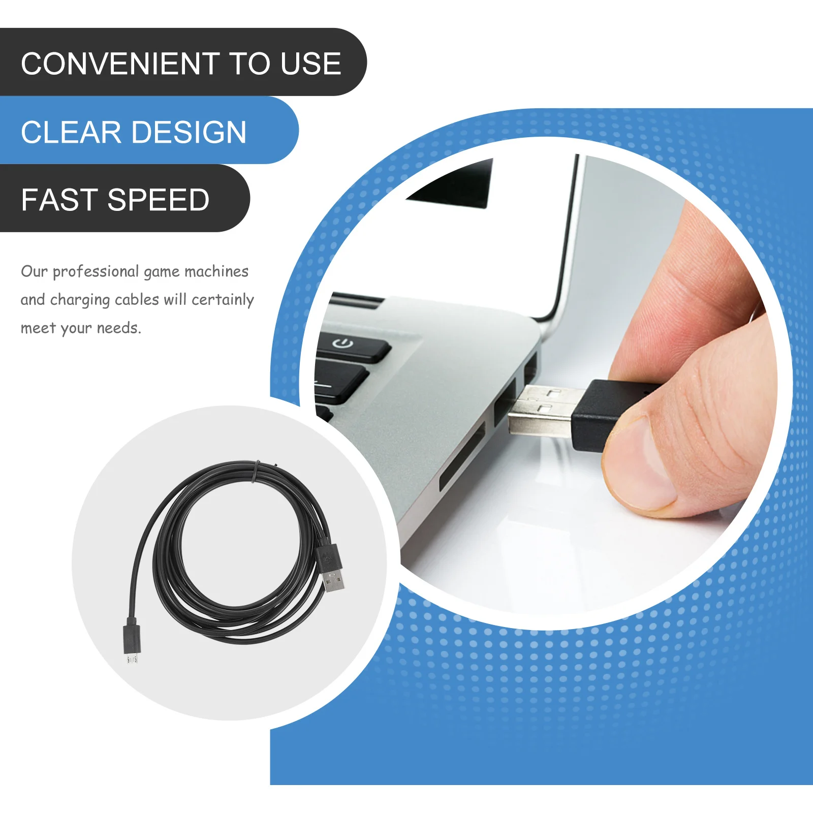 

2pcs Usb Cable 3M High Copper Core Fast Cord Charging Game Machine Cable Compatible For One Cord