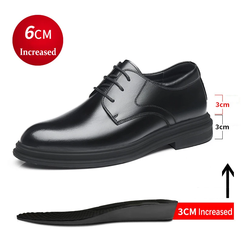 

New Spring Autumn British Casual Business Formal Leather Shoes Men Shoes Heightening Single Shoes Shoes Lace-up Man's Work Shoes