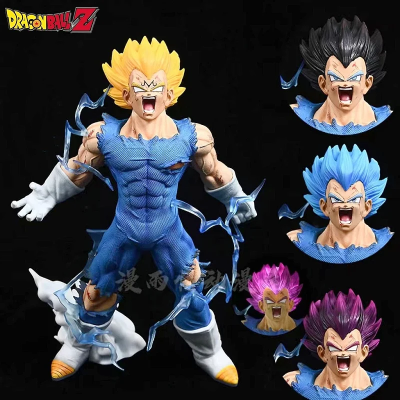 

Dragon Ball Z Majin Vegeta Фигурка Игрушка 4 Головки со светодиодной подсветкой Аниме Ультра Эго Фигурка 27 см Статуя из ПВХ Модель Куклы Подарки