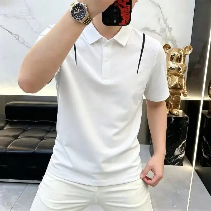 2026 Summer Men's Fashion Round-neck Short-Sleeve T-Shirt Polo Shirt Trendy Casual Old Money Style