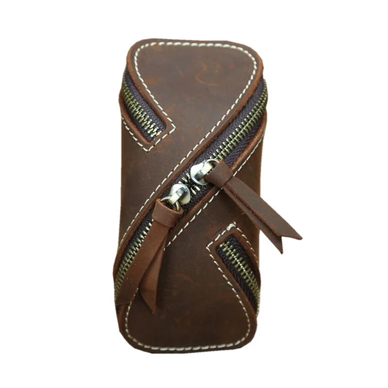 Originality Crazy Horse Leather Car Home Key Bag Keys Holder Coin Storage Bag Vintage Organizer Key Case for Men and Women