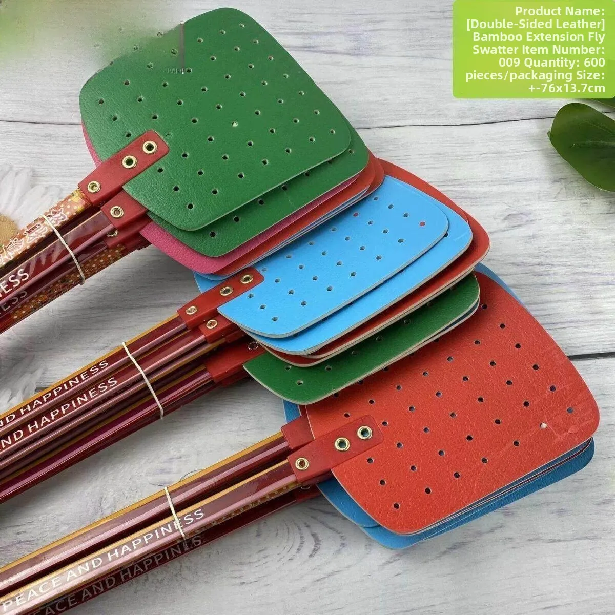 Thickened Bull Tendon Fly Swatter Long Handle Bamboo Rod Insecticide Resistant Household Use Mosquito Killer Fly Swatter