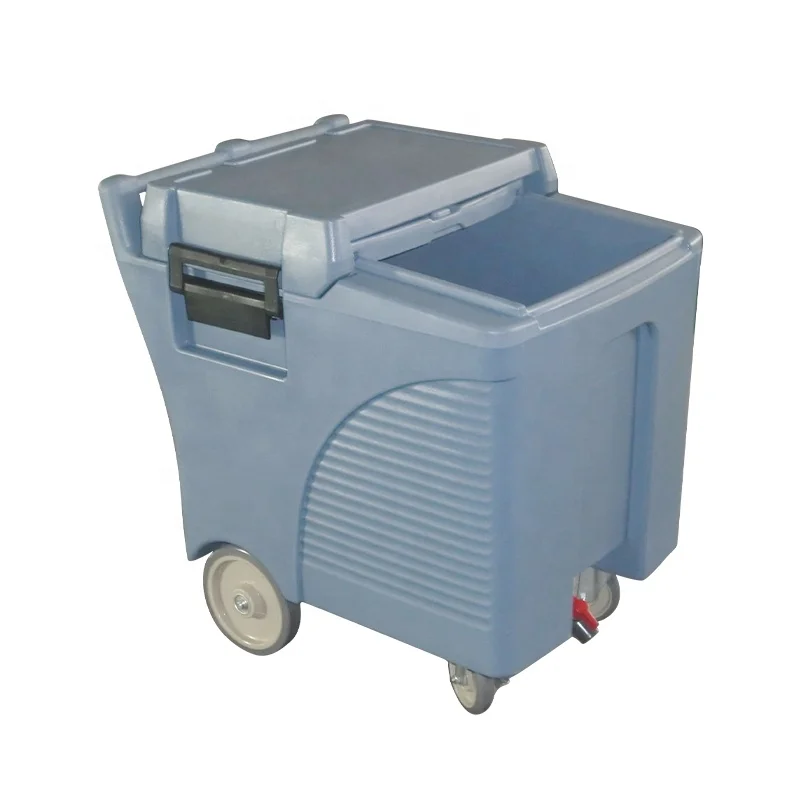 Gerobak penyimpanan es plastik terisolasi Caddy es dengan roda