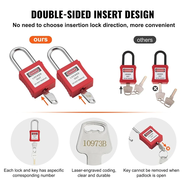 A82I-Lockout Tagout Locks Set,10 PCS Safety Lockout Padlocks,Lock Out Tag Out Safety Padlocks For Electrical Lockout Tag Out