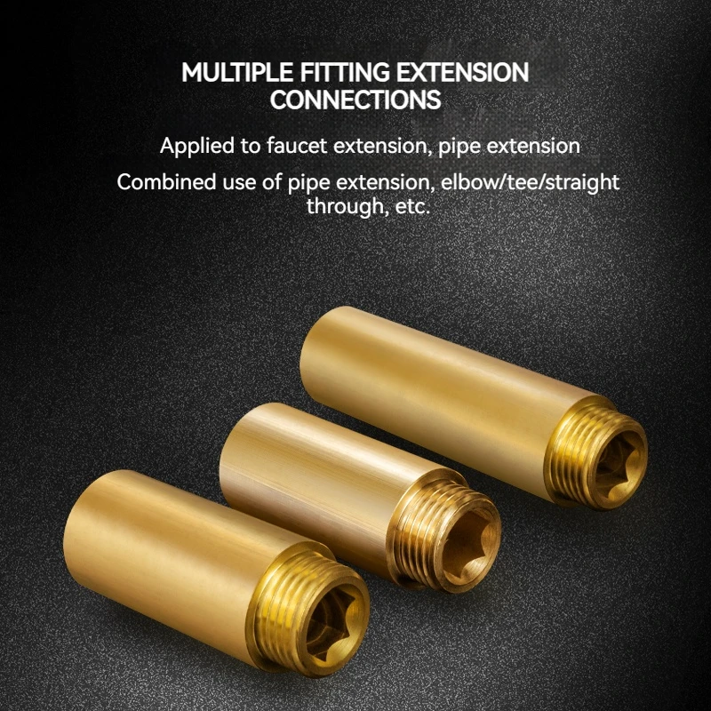 암수 스레드 수도꼭지, 황동 익스텐션 파이프, 황동 재료, 비브콕 구리 익스텐션 튜브, 1/2 인치, 50 또는 80mm 길이