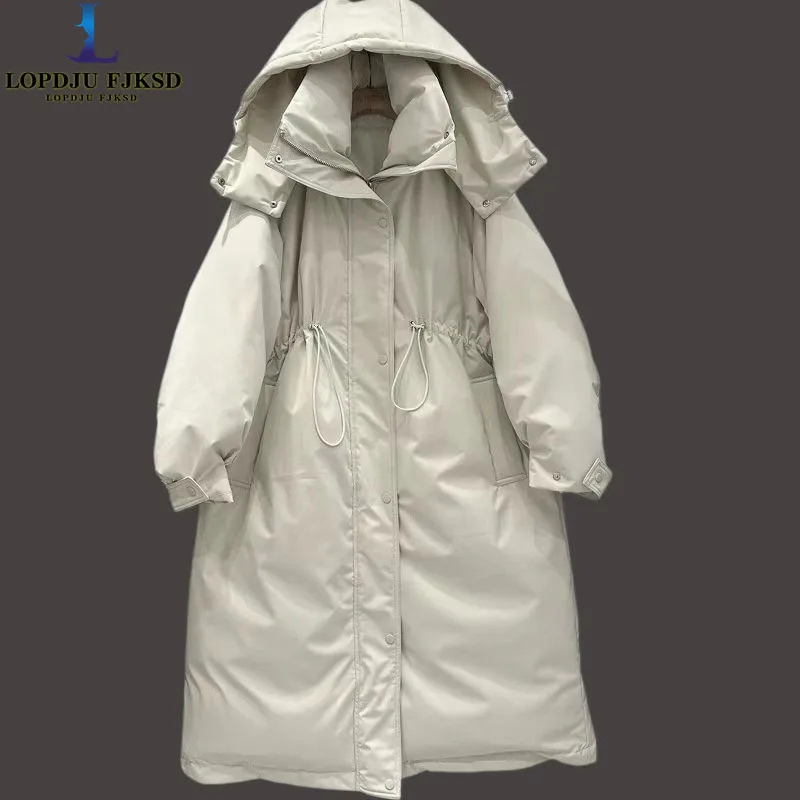 Loose Down Jacket for Women, Winter 2026 New Long Windbreaker,Covered Button Thickened jacket