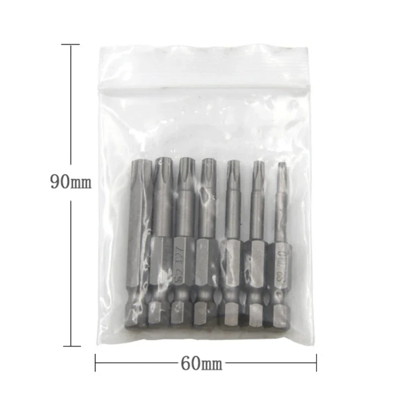 7 Pack Torx for Head Screwdriver Bit Set 1/4 inch Shank T10-T40 Steel Security Tamper Proof Star 5 Point Screwdriver