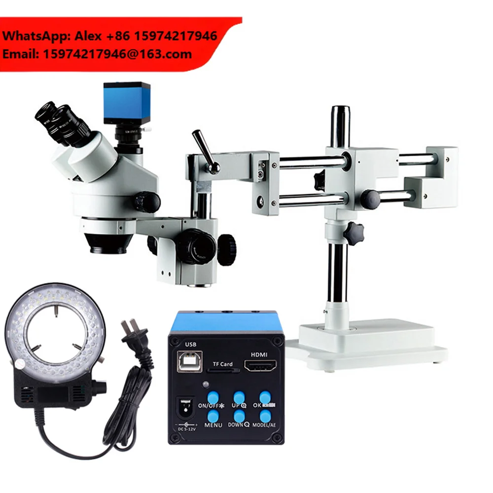Double Boom Stand Trinocular Stereo Microscope Phone Camera Lens Leican Microscope Digital Usb Microscope Microscopio Trinocular