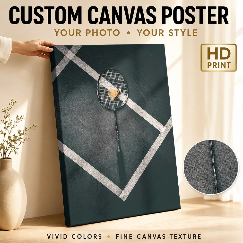 Professional Badminton Lover Player Canvas Poster Personalized Sports Portrait Wall Paintings Decoration for Gym Ready to Hang
