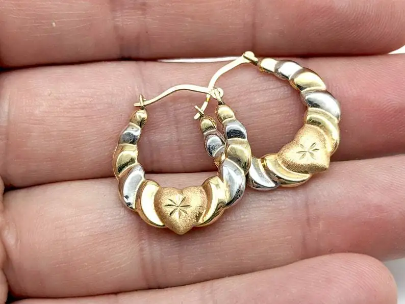 Faionable مزدوجة اللون على شكل قلب هندسية كبيرة الأقراط وصول جديد من سبائك HeCheng جزءا لا يتجزأ من المجوهرات جوهرة اصطناعية