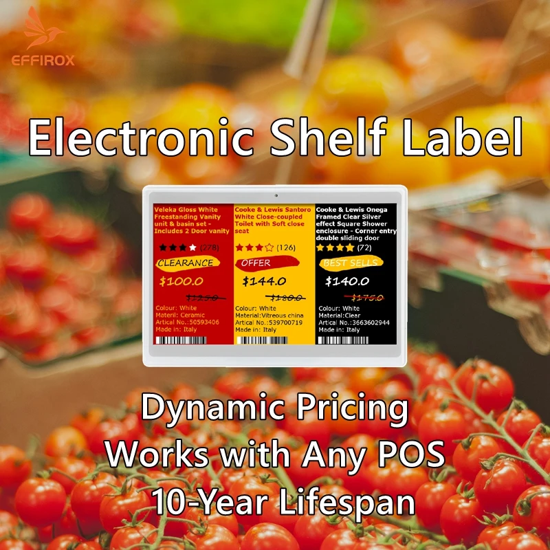 7.5인치 4색 전자 가격표 디지털 가격표 Eink 전자종이 스크린 선반 라벨 ESL 태그