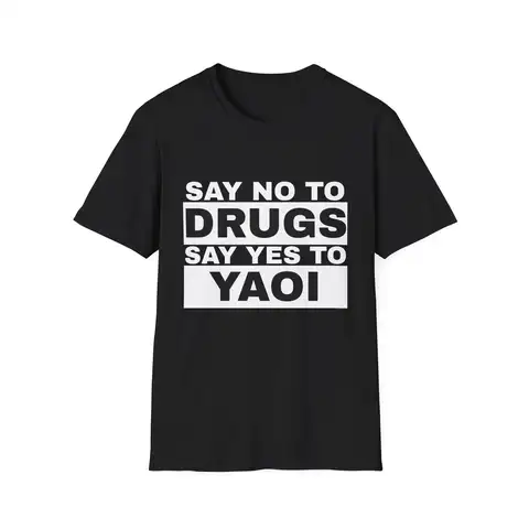 Say No To Drugs Say Yes To Yaoi Graphic Prue Cotton Graphic Print TShirt for Men Women Round Neck Short Sleeved T-shirt Top