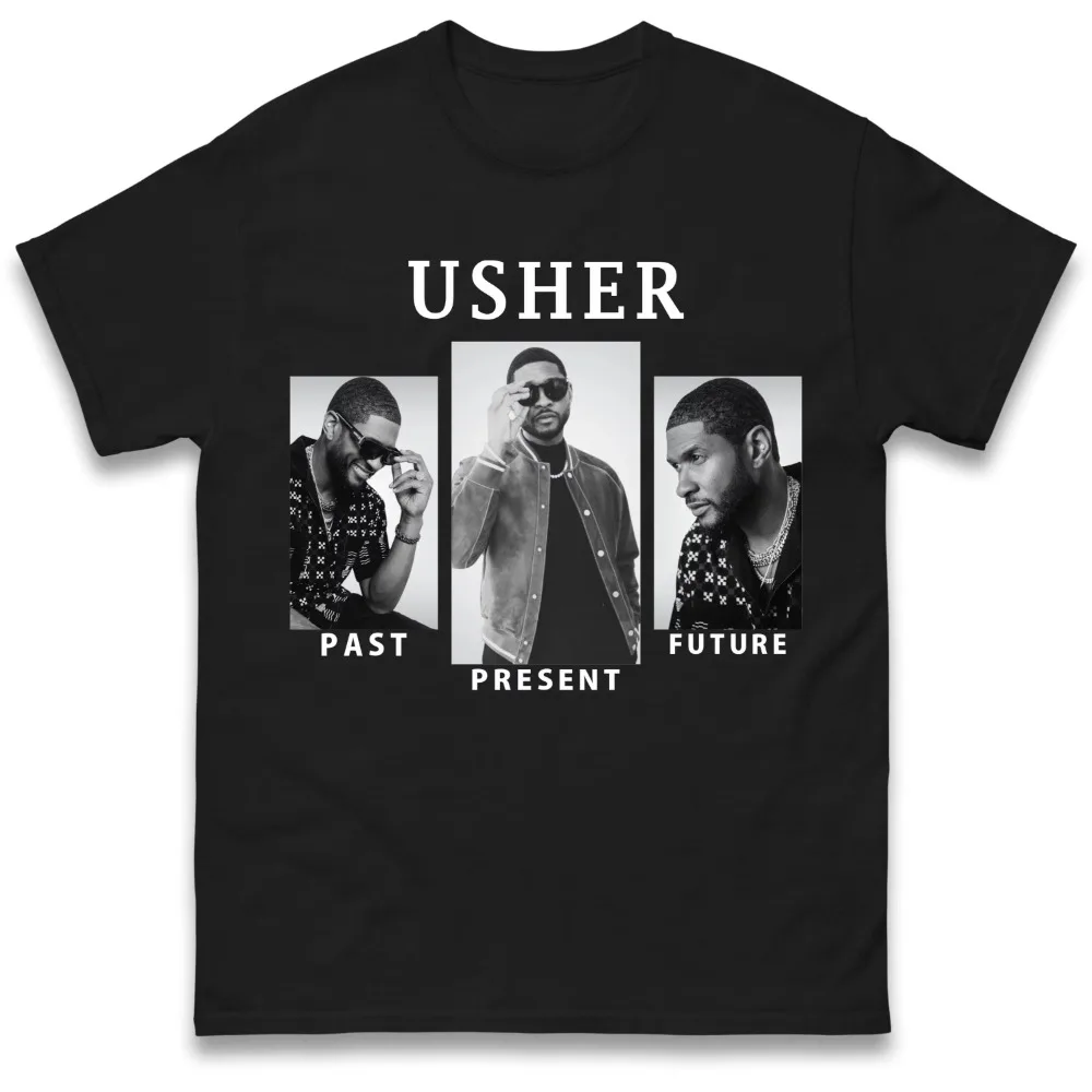 

motorcycle 2025 Usher Past Present Printed T-Shirt Summer Luxury Brand Cotton Men's and Women's T-Shirt