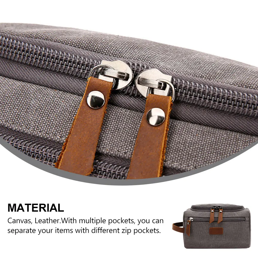 

1pc Large Travel Toiletry Wash Bag Durable Canvas Storage Organizer For Men Women Multiple Pockets Bag