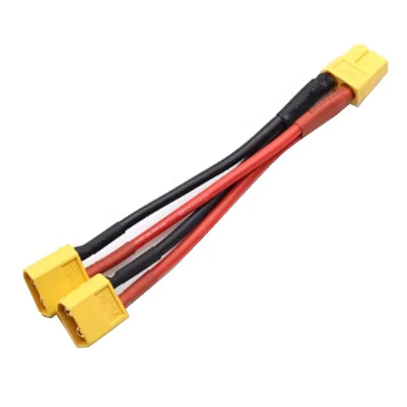 10X XT60 Parallel Battery Connector 1 Female To 2 Male Cable Dual Extension Y Splitter 14AWG Silicone Wire