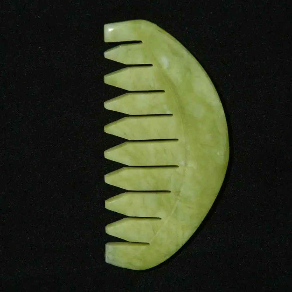 Detangling Hsiuyen Jade Massage Comb Natural Green Jade Hair Brush Retro Classic Gua Sha Board Stone Guasha