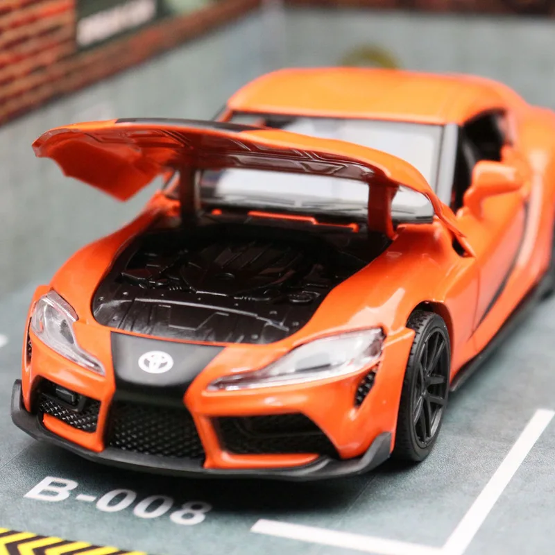 1:32 TOYOTA GR SUPRA Alloy Sports Car Model Diecasts Metal Toy Track Racing Car Vehicles Model Simulation Sound Light Kids Gifts