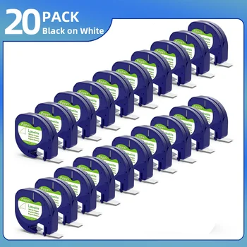 5-20 Stuks 91200 91330 Compatibel Met Dymo Letratag Label Tape Papier Wit 12Mm X 4M 10697 Voor Plus LT-100T LT-100H 200b Qx50 Label Maker