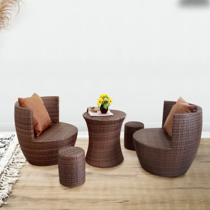 

Outdoor furniture courtyard garden sun room leisure rattan chair tea table three five-piece set rattan balcony small table