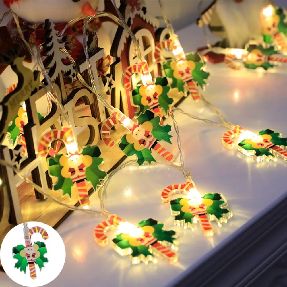 3D LED Christmas String Lights 1.5 Meters Battery Version Santa Snowman Style DIY Decor Fairy Light Tree Lantern Strip
