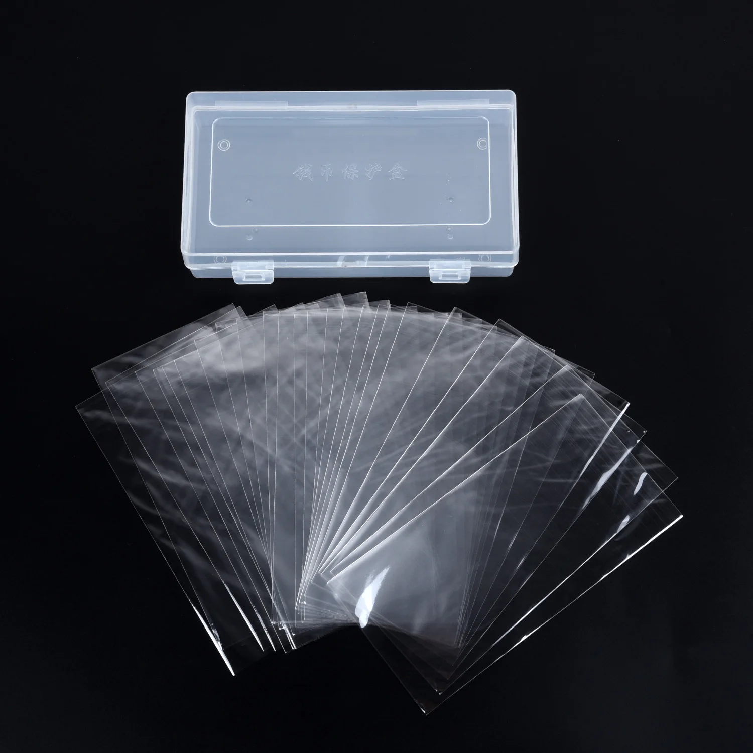 Plastic Protection bags Transparent Clear Flat pocket Banknotes Reusable Decorative With storage box Practical