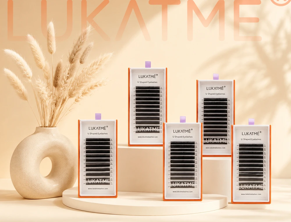 10 Stück/Box LUKATME U-förmige Wimpernverlängerungen Vorgefertigte Fächerwimpern 3D-6D Curl C/D Künstliche Wimpern 7-15mm Mix für Großhandel – Detail 1