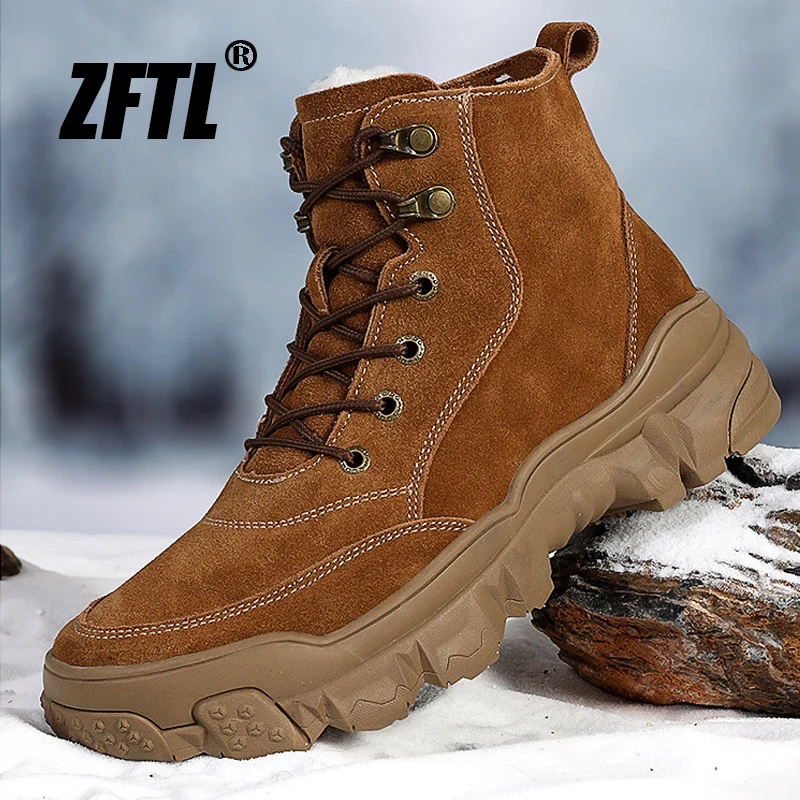 ZFTL Men\'s Snow boots Woolen Warm Cotton shoes New style Winter Outdoor Men\'s boots flippers casual Genuine leather Boots 2023
