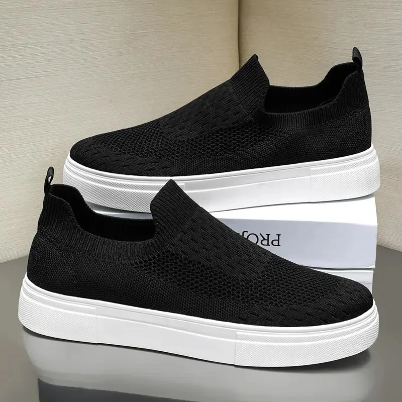 

Дышащая летняя легкая мужская обувь с трикотажной сеткой, повседневная рабочая парусиновая обувь, спортивная обувь черного цвета, обувь для отдыха