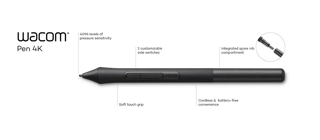 Imagem -02 - para Wacom 4k Caneta Lp1100k para Wacom Intuos Comprimidos Ctl41006100 Ctl-4100wl 6100wl 4096 Níveis de Pressão