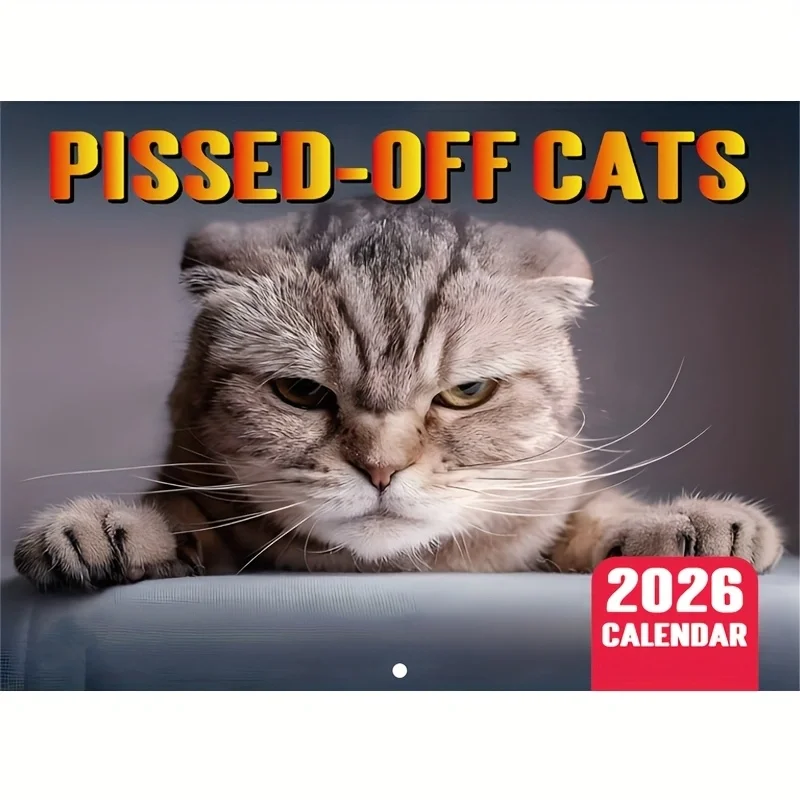 

2026 Calendar Cute Cat Daily Weekly Monthly Agenda Planner Time Organizer Home Decoration Animal Square Pissed-off Cats Calendar