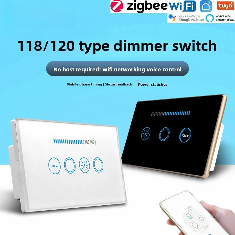 Shineknot Smart Dimmer Switch Tuya Wifi Smart Dimmer Controlled Silicon Led Light Rgb Backlight Adjustment Switch