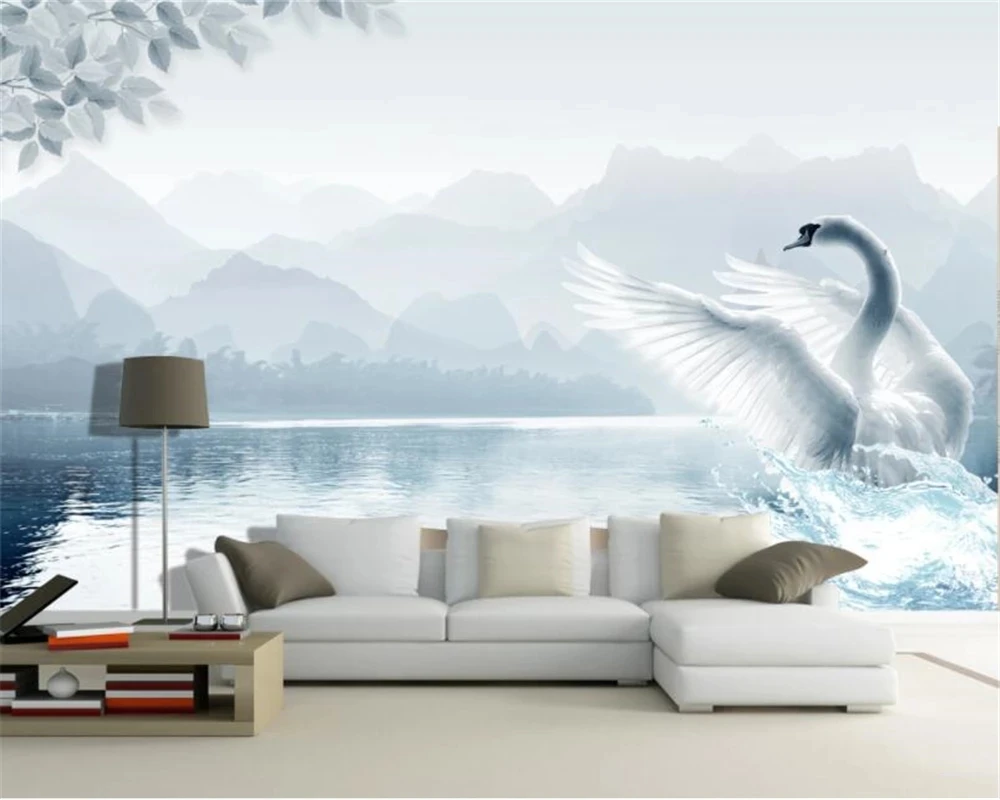 papel-de-parede-personalizado-3d-paisagens-criativas-mural-de-cisne-branco-sala-de-estar-sofa-tv-fundo-quarto-restaurante-estudo-foto
